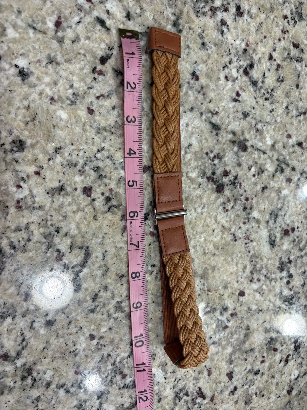 Cognac brown woven stretch belt girls one size unbranded GUC